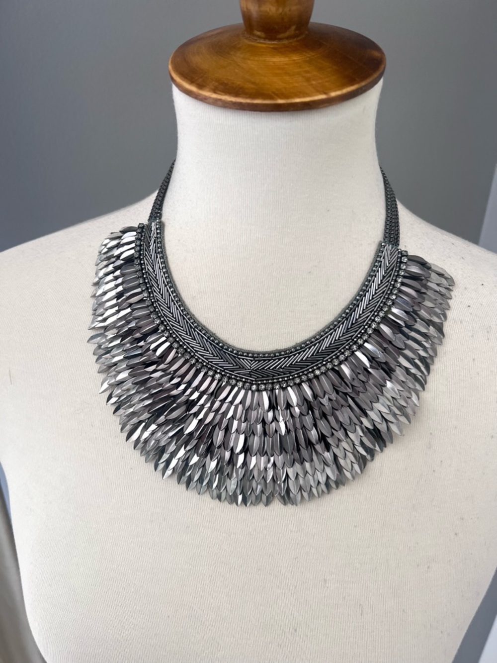 VINTAGE stella & dot Silver Pegasus statement Bib Necklace